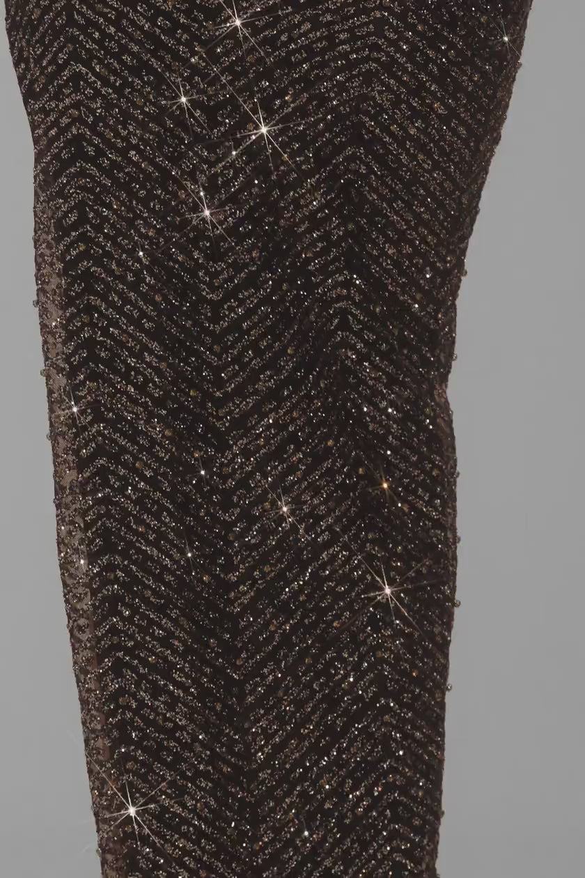 Embellished Brown backless dress