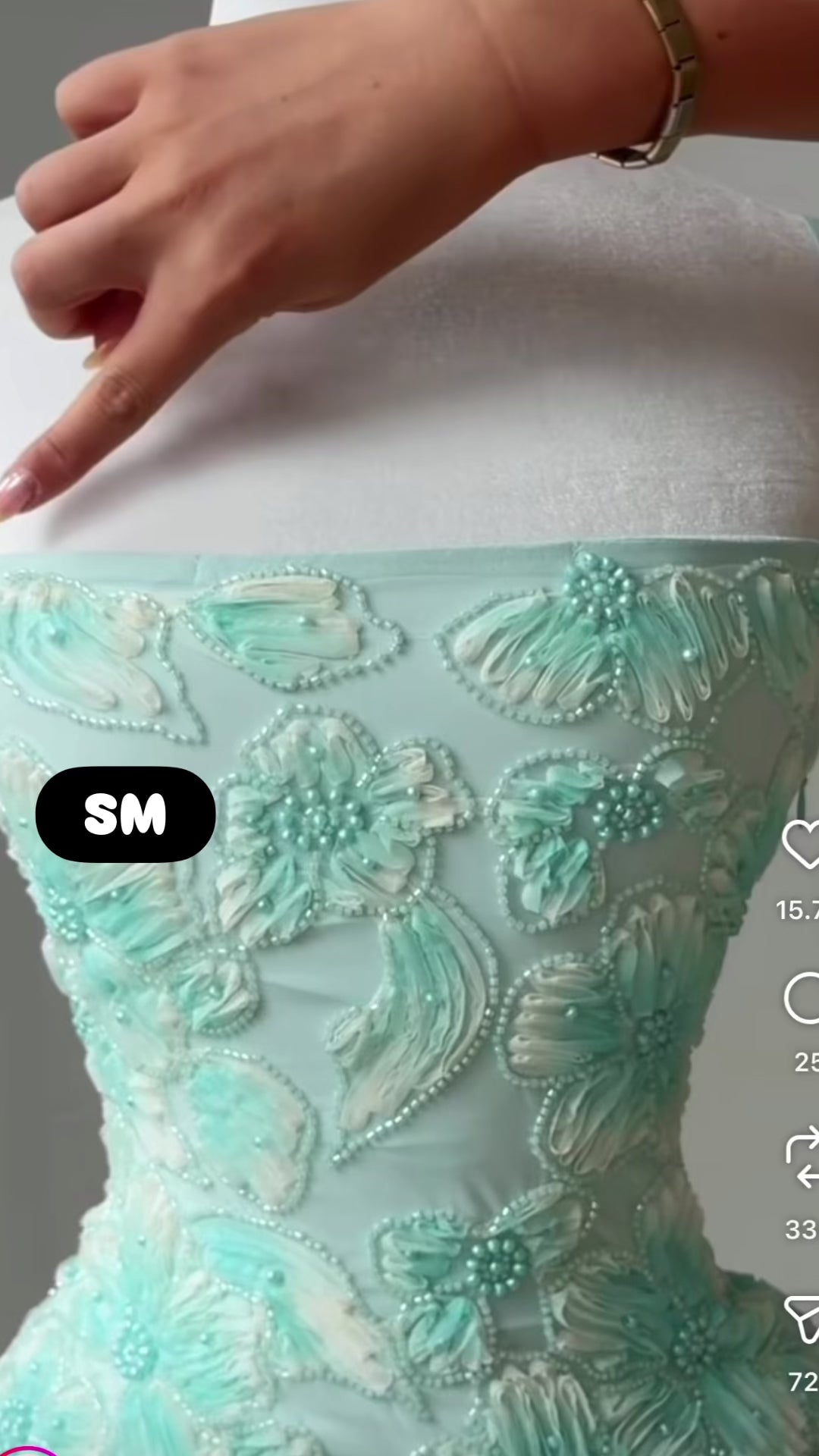 Premium allover embellished floral mini dress in mint