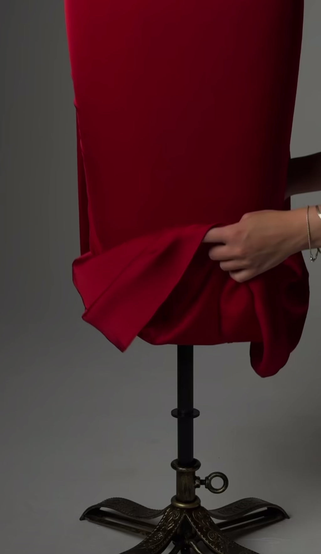 Red Satin with scarf detail maxi dress