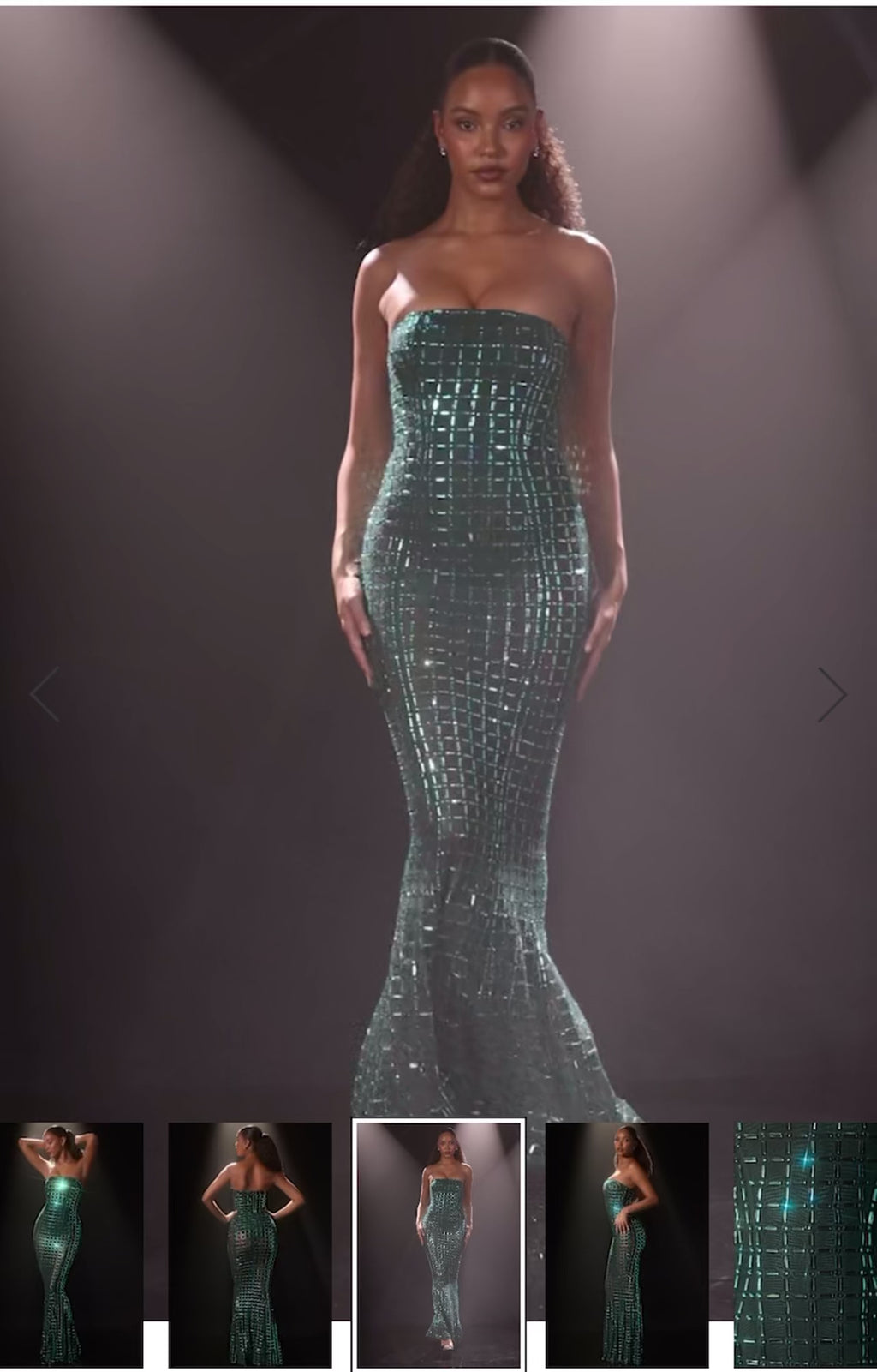 Embellished square emerald green maxi dress